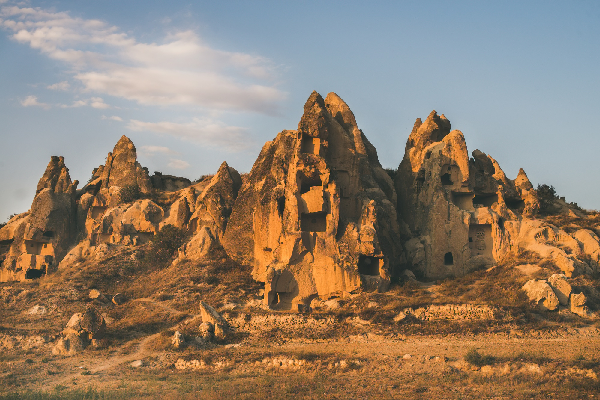 Natural volcanic rocks at sunset, Cappadocia, Turkey